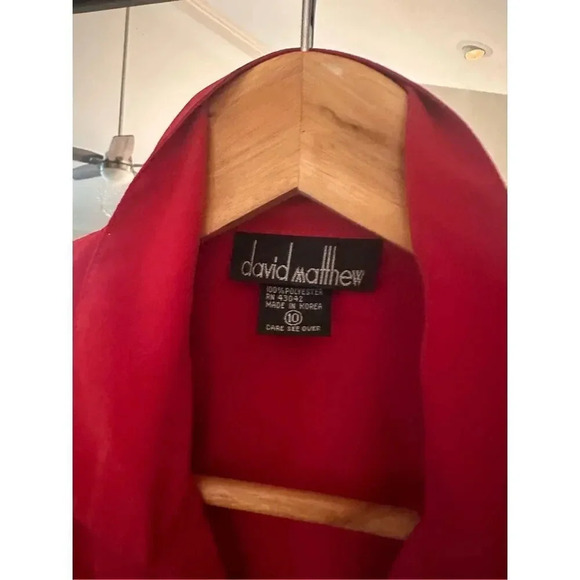 David Matthews 90’s Vintage Button Up Blouse Size 10 Red - Picture 3 of 5